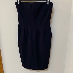 Black Strapless Dress with Pockets